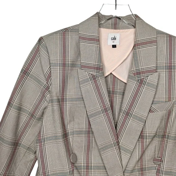 Cabi Sleuth Structured Plaid #5470 Women’s Double Breasted Longline Blazer Sz 10 - Picture 3 of 14